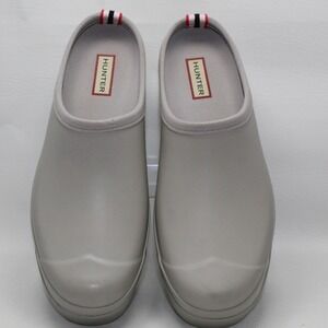 Hunter Play Clog Zinc Grey Waterproof Rubber Platform Slip On WFF1002RMA US 10